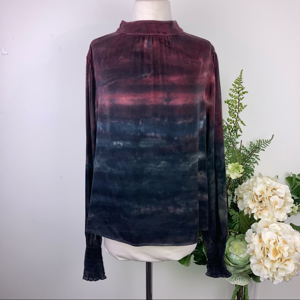 EVEREVE Cloth And Stone Horizon Dye Mock Neck Blouse new nwt medium tie dye